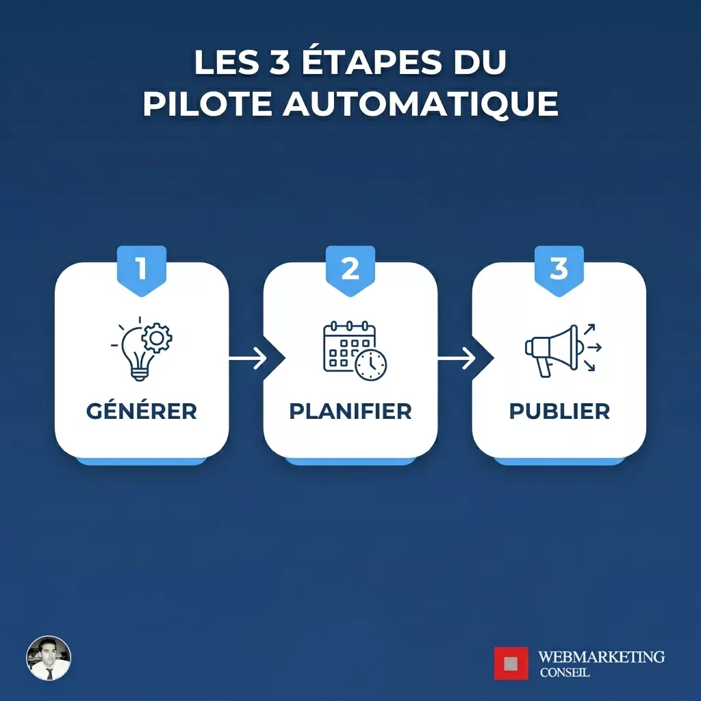 Schéma des trois étapes de l'automatisation