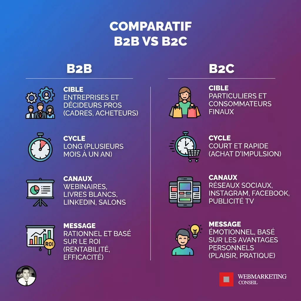 Tableau comparatif prospection B2B et B2C