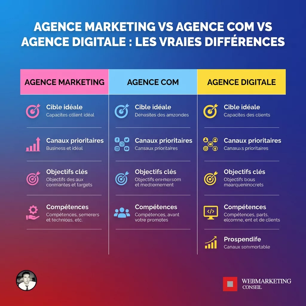 Infographie comparaison types d'agences marketing