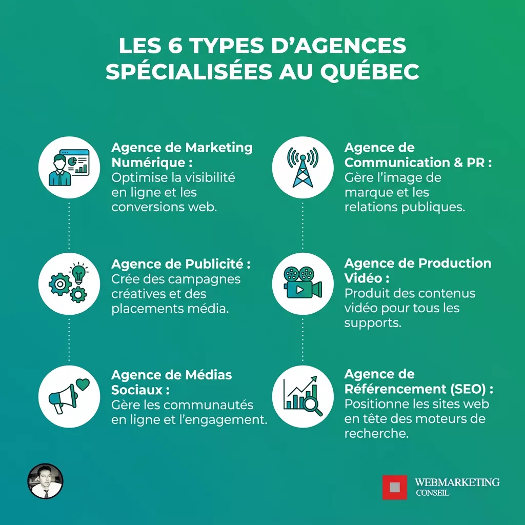 Types d'agences marketing au Québec