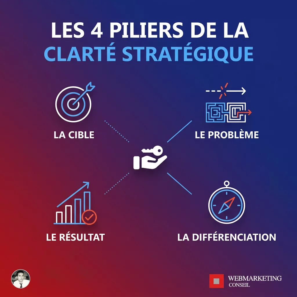 Schéma des 4 piliers de la clarté stratégique B2B