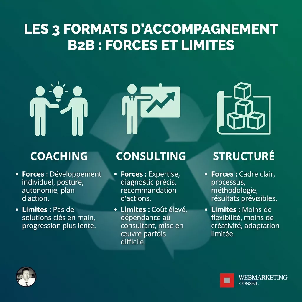 Tableau comparatif des 3 modalités d'accompagnement croissance agence B2B