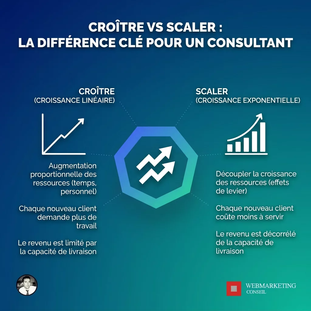 Schéma comparant croissance linéaire et scalabilité