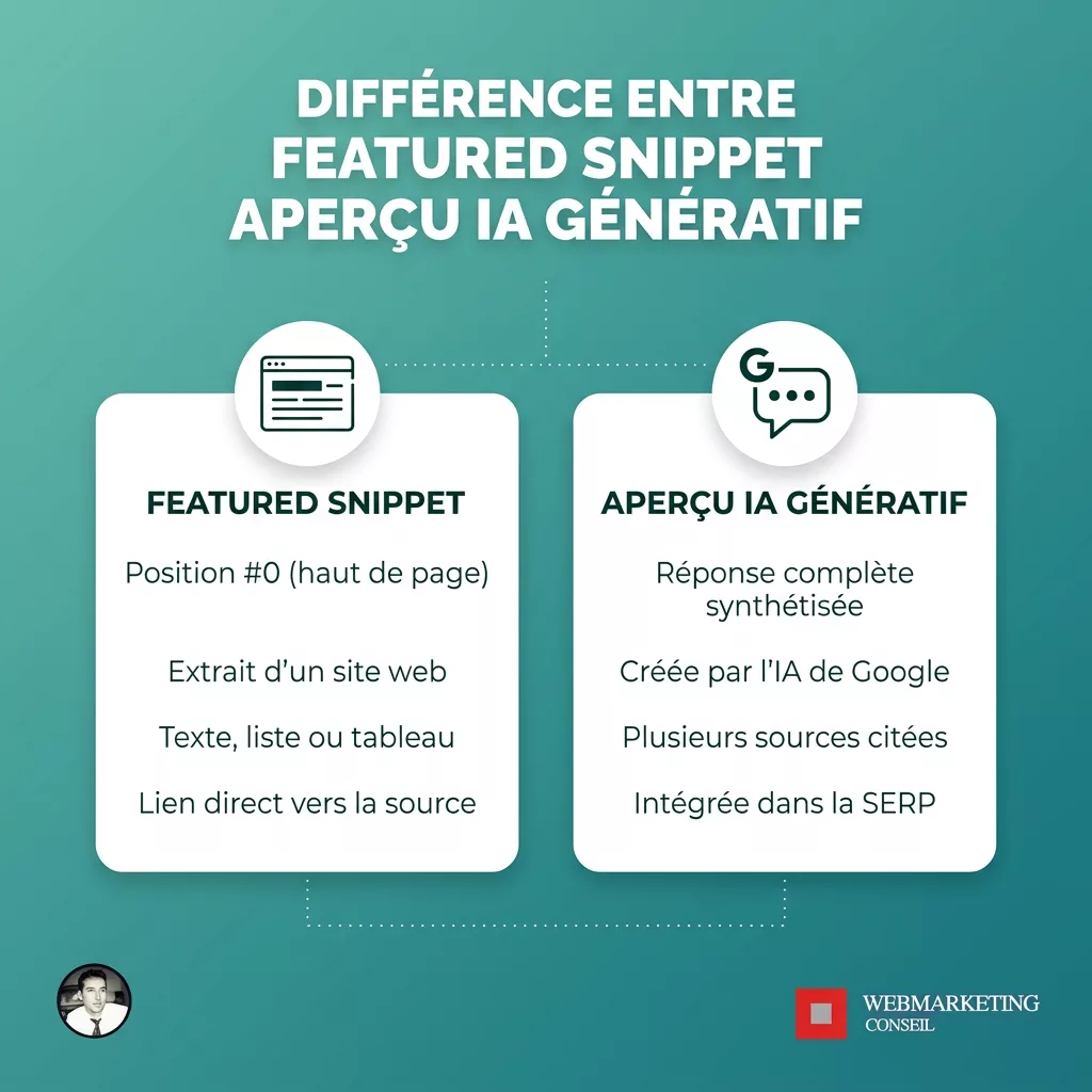 Schéma comparatif snippet vs Aperçu IA